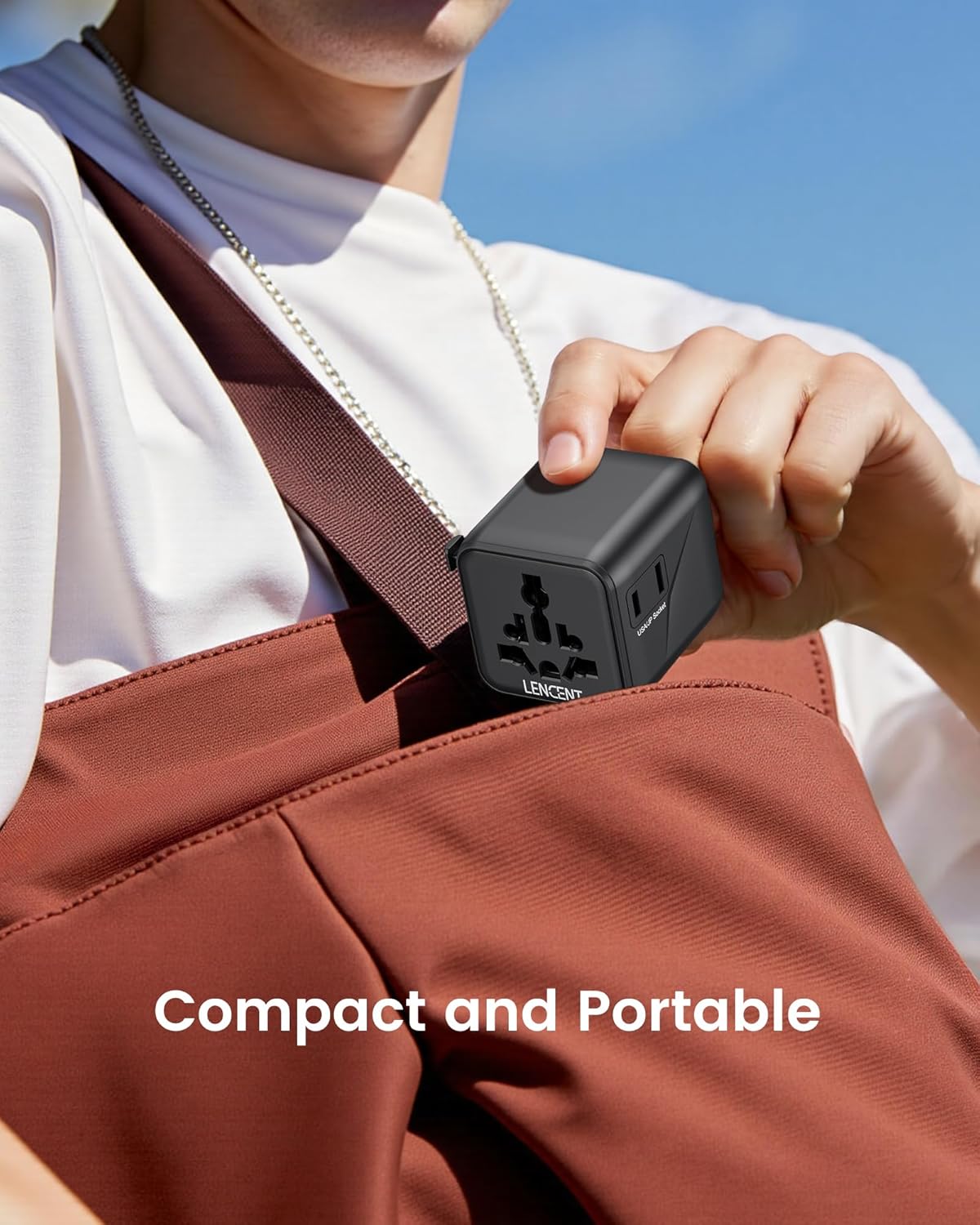 LENCENT Universal Travel Plug Adapter,International Power Adaptor with Dual AC Outlet, Worldwide Wall Charger for US to Europe UK Iceland Spain Italy France Australia(Type C/G/A/I),Black - Image 9