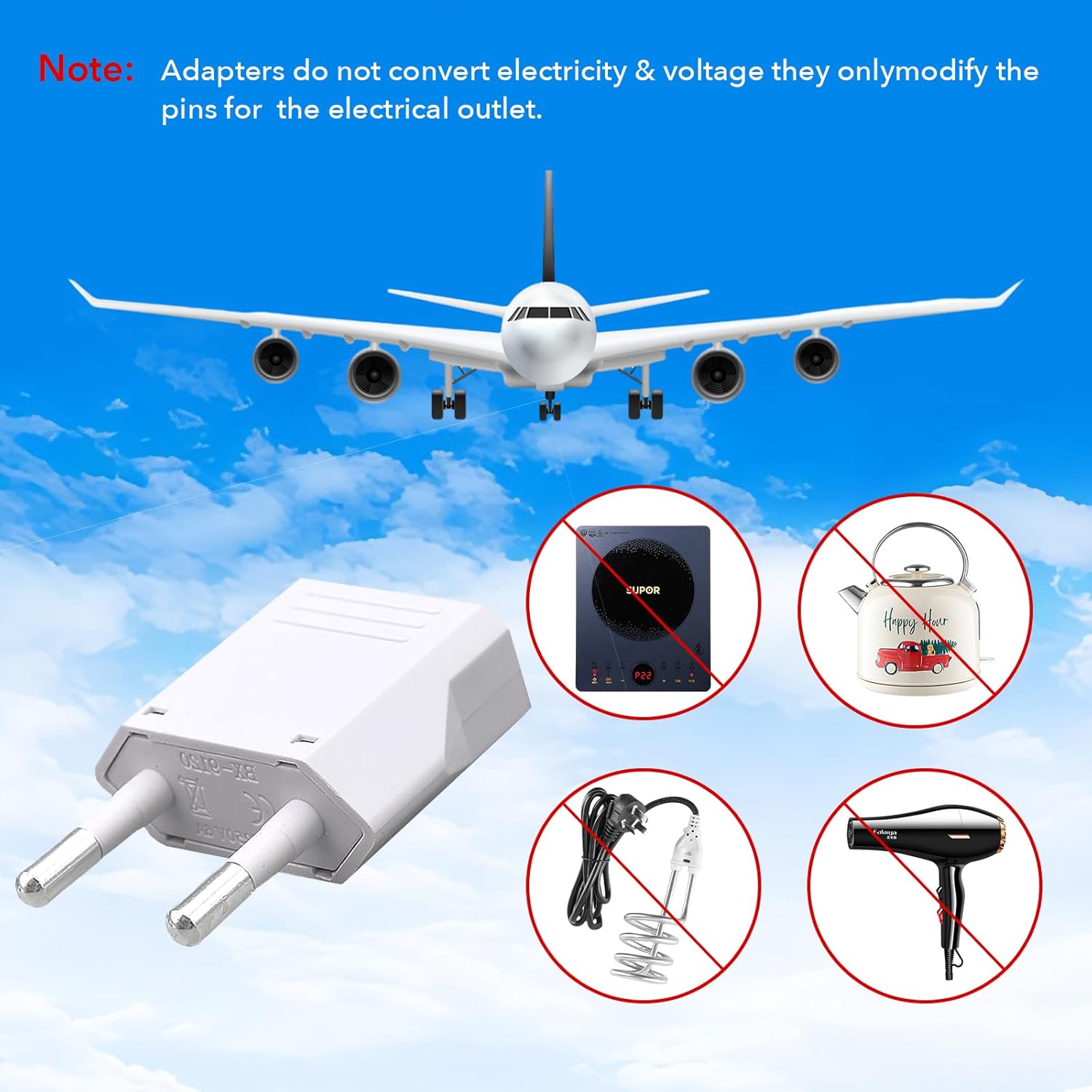 RukinoviEuropean Travel Plug Adapter Type CInternational Power Converter with Fire-Safe Material,4Pack US to EU Adapter for Italy France etc,Compact Design for Charging Phones Laptops in Europe Travel - Image 5