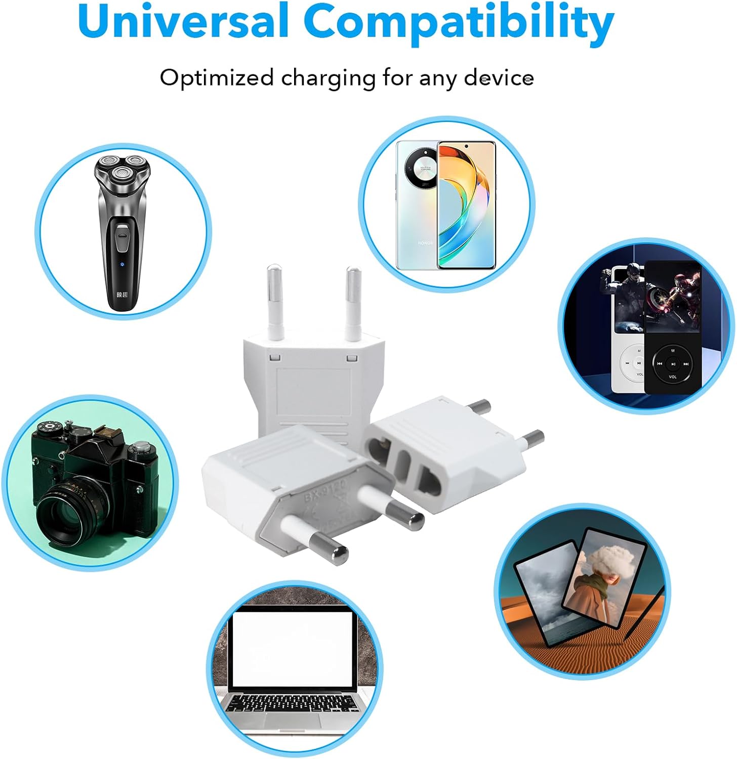 RukinoviEuropean Travel Plug Adapter Type CInternational Power Converter with Fire-Safe Material,4Pack US to EU Adapter for Italy France etc,Compact Design for Charging Phones Laptops in Europe Travel - Image 7