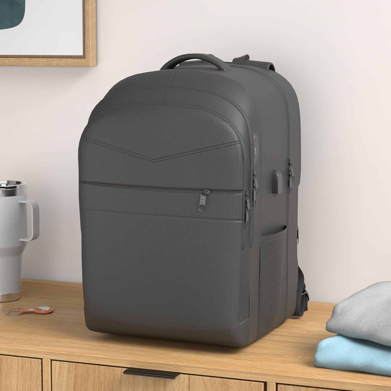 Travel Backpack, Large Carry on Backpack, 17 Inch Laptop Bag, Big Sturdy TSA-Friendly with USB Port College School Rucksack Bag, Gifts for Him Men Women, Black - Image 2