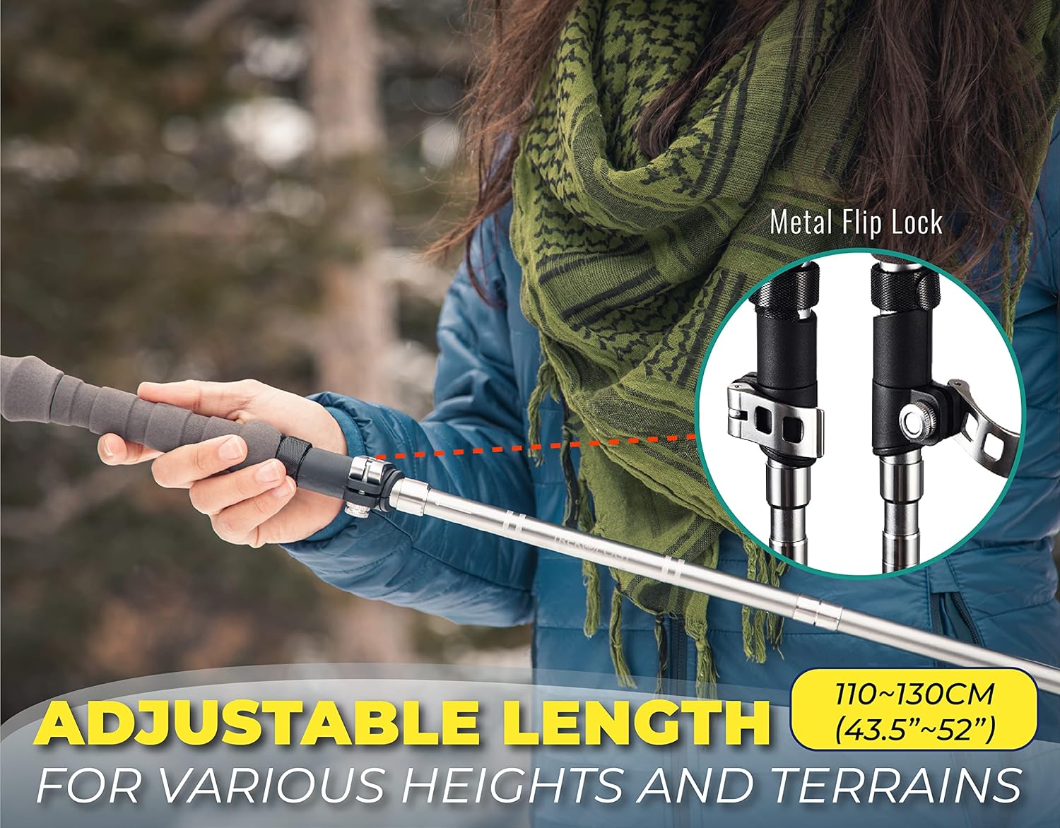 TREKOLOGY Trek-Z Cork Grip Trekking Poles – Lightweight Folding Hiking Poles, Adjustable Height, Compact Travel Design, Aircraft-Grade Aluminum Walking Sticks for Men & Women - Image 4